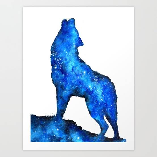  Howling Wolf | Space Wolf | Double Exposure Wolf | Wolf Painting | Blue Wolf 