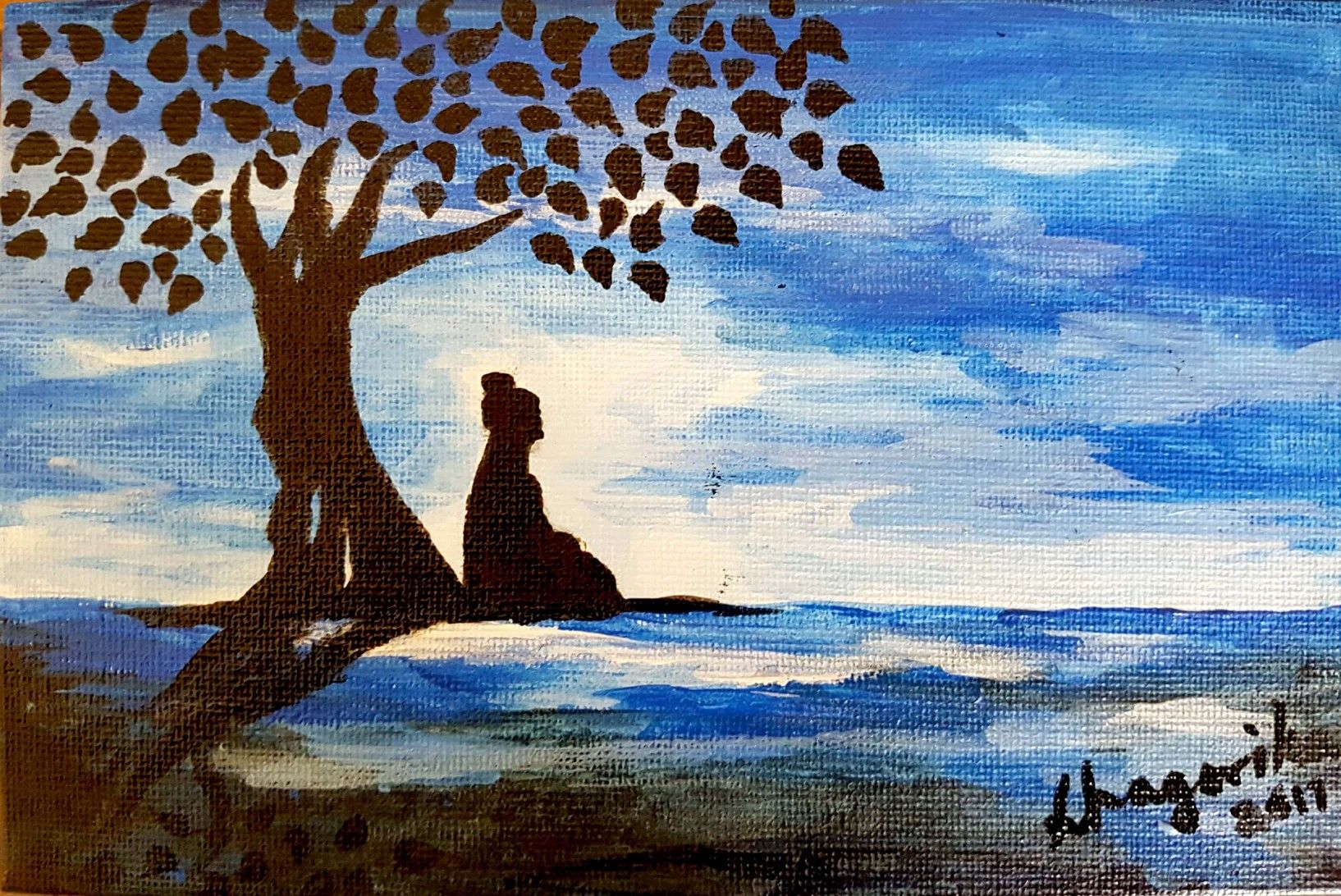 Buddha under the Bodhi tree, easy acrylic painting, Acrylic Art in ...